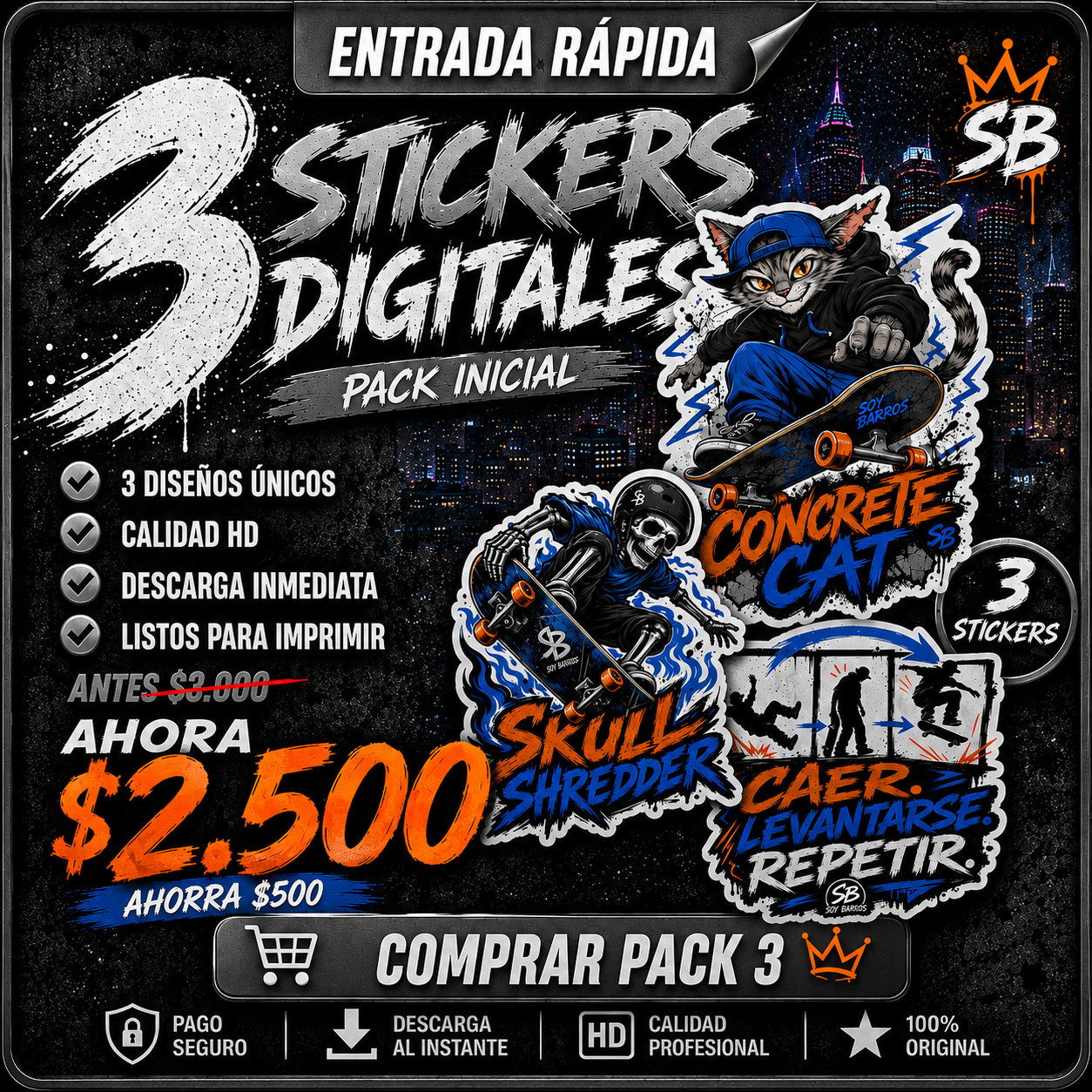 pack 3 stickers digitales