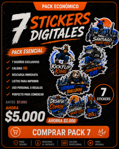 pack 7 stickers digitales